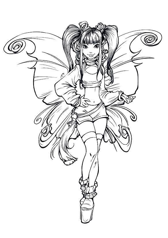 Coloring Fairy on heels. Category fairies. Tags:  Fairy, tale.