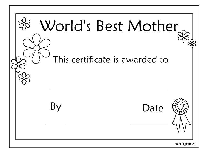 Coloring Certificate for mom. Category coloring. Tags:  certificate, mother, flowers.