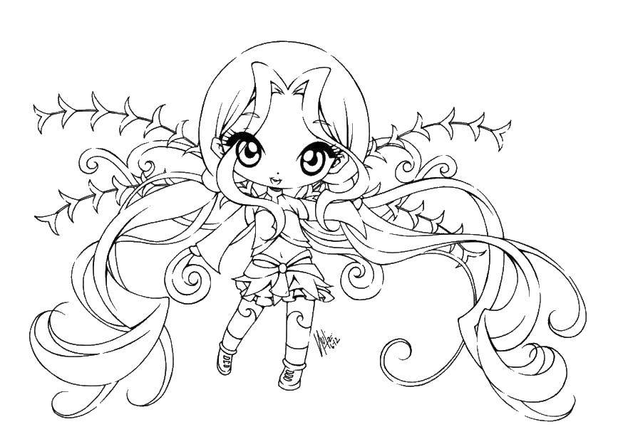 Coloring Little fairy. Category anime. Tags:  anime little fairy coloring pages.