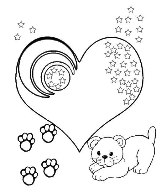 Coloring Bear with a heart. Category Valentines day. Tags:  Valentines day, love, heart.