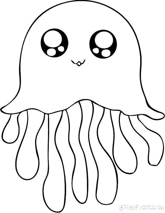 Название: Раскраска Милая медузка. Категория: Морские обитатели. Теги: морские жители, вода, море, медуза.