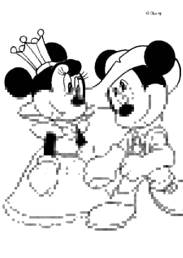 Coloring Mini crown and Mickey. Category Mickey mouse. Tags:  Mickey, mini, crown.