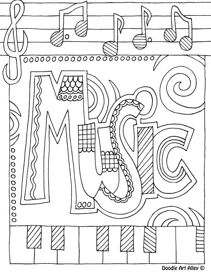 Coloring Music. Category music. Tags:  music, notes, inscriptions.