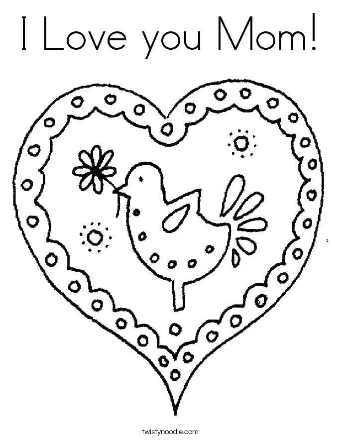 Coloring Greeting card with chicken. Category coloring. Tags:  greeting card, heart, bird, flower, mother.