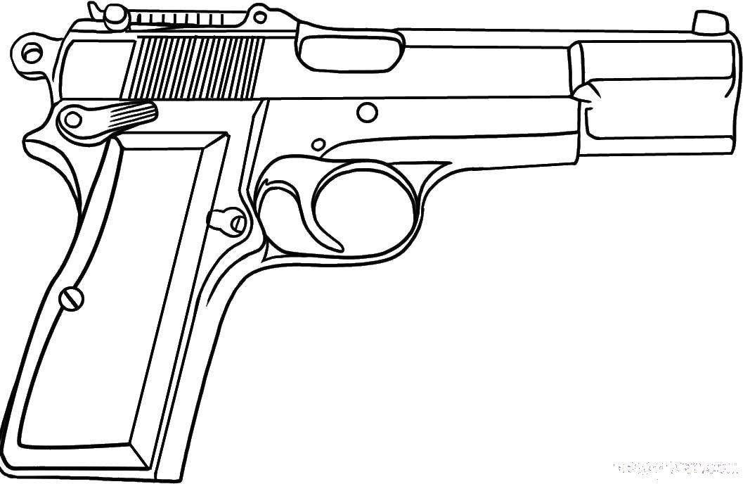Название: Раскраска Пистолет. Категория: оружие. Теги: пистолет, курок, дуло.