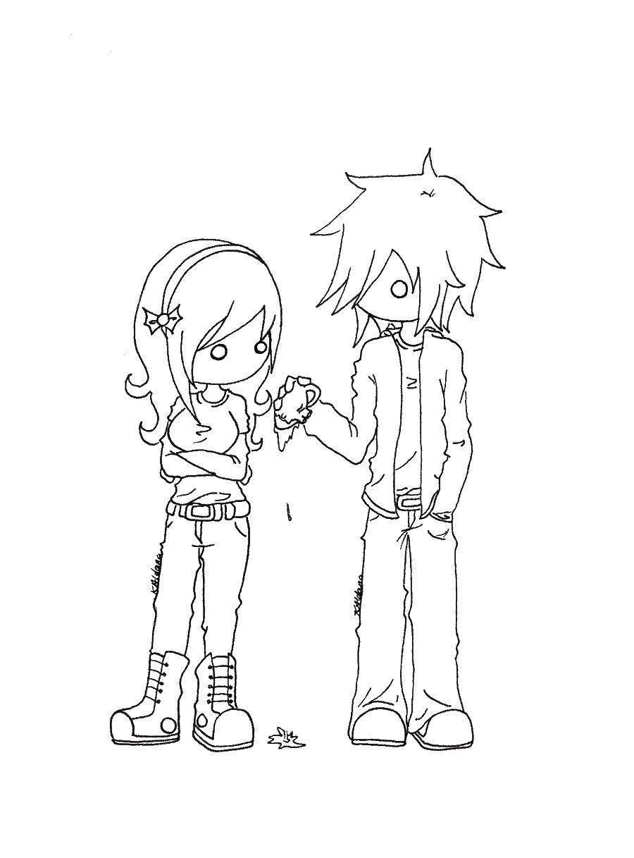chibi couples coloring pages