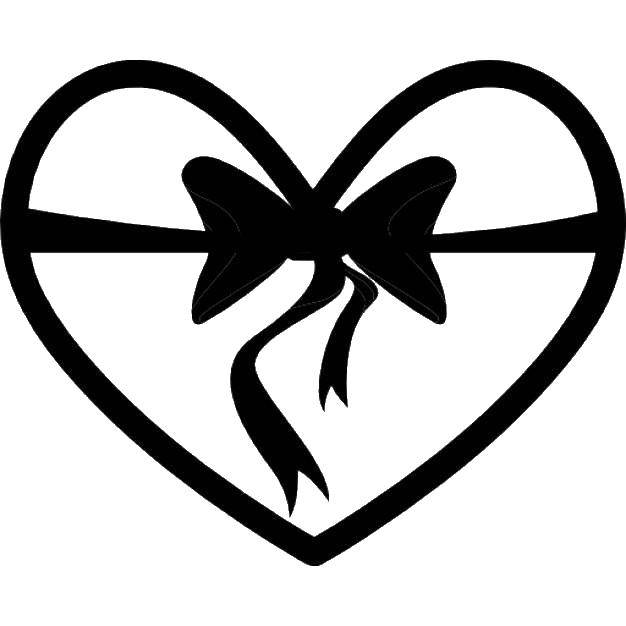 Название: Раскраска Сердце с бантиком. Категория: день святого валентина. Теги: День Святого Валентина, любовь, сердце.