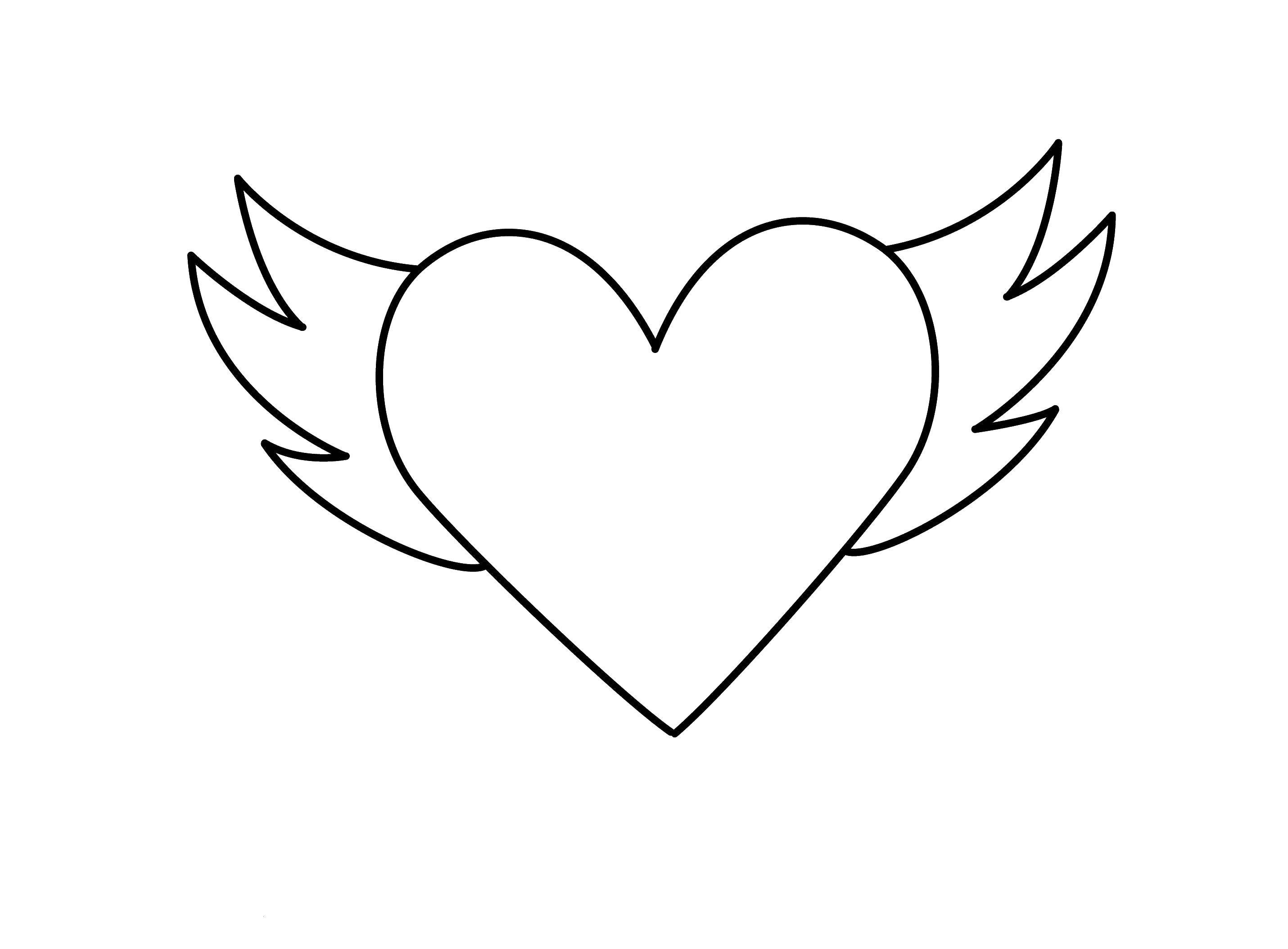 Coloring Heart with wings. Category Valentines day. Tags:  Valentines day, love, heart.