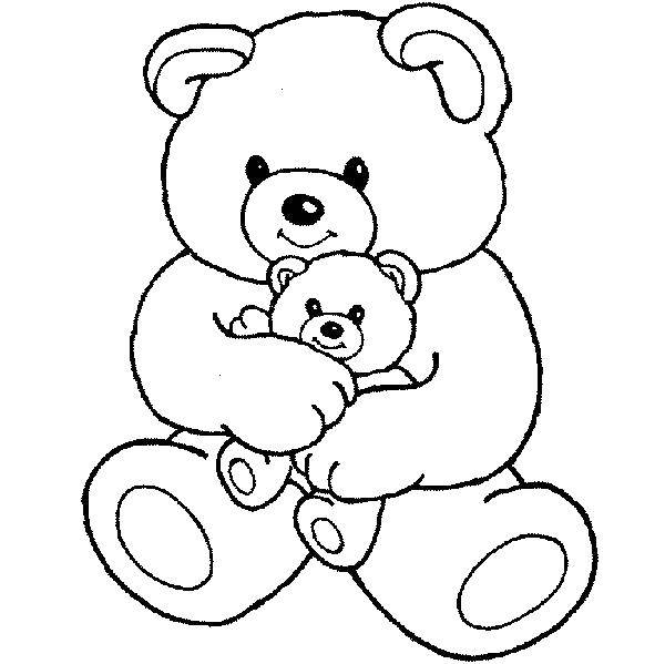 Название: Раскраска Большой и маленький медведь. Категория: игрушки. Теги: медведь, медвежонок, игрушка.