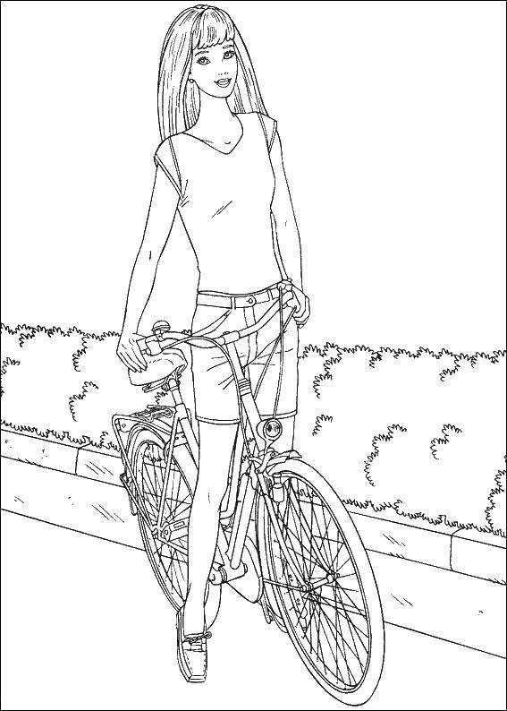 Название: Раскраска Девушка на велосипеде. Категория: раскраски. Теги: барби, велосипед, колеса.