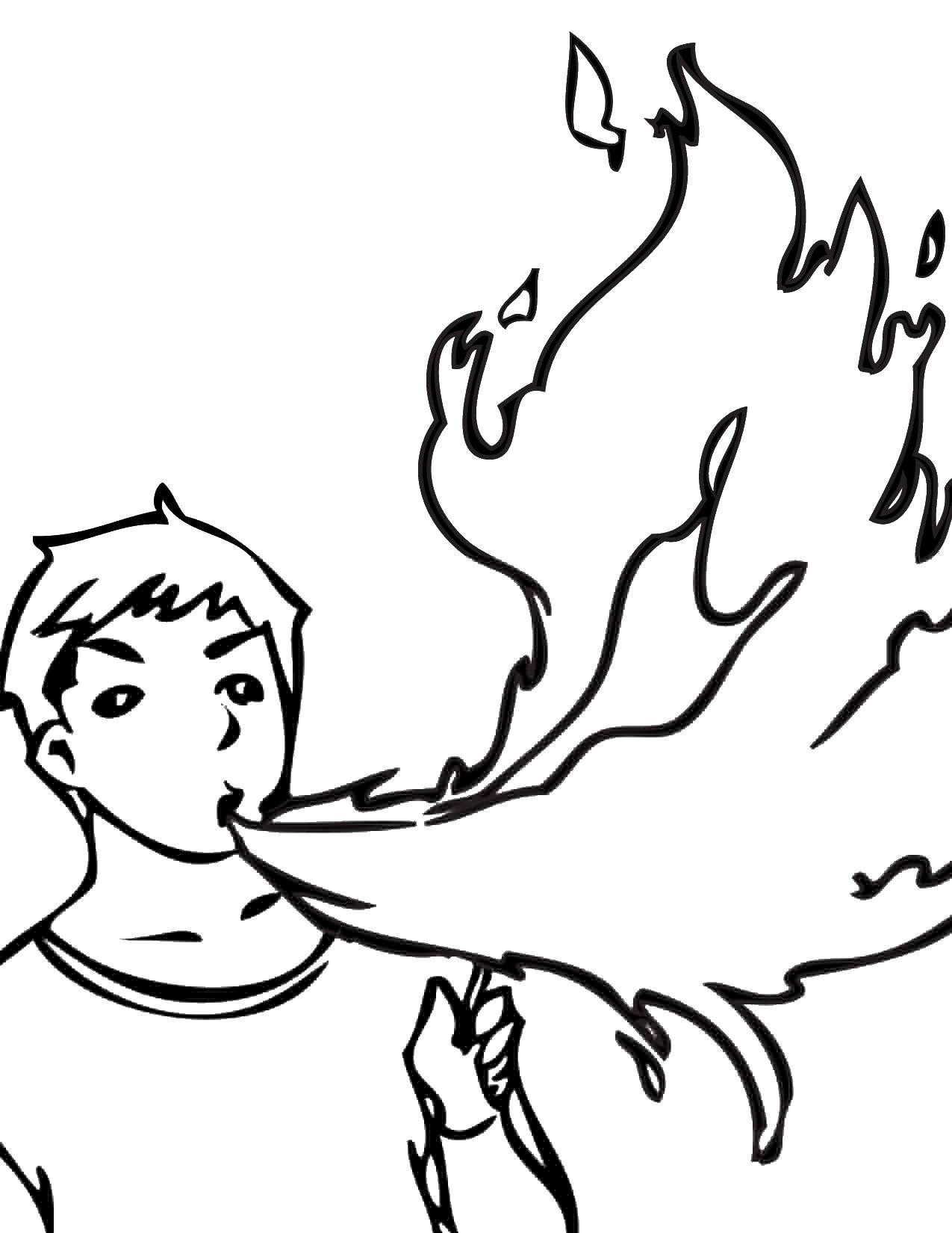 Название: Раскраска Факир с пламенем. Категория: Огонь. Теги: огонь.