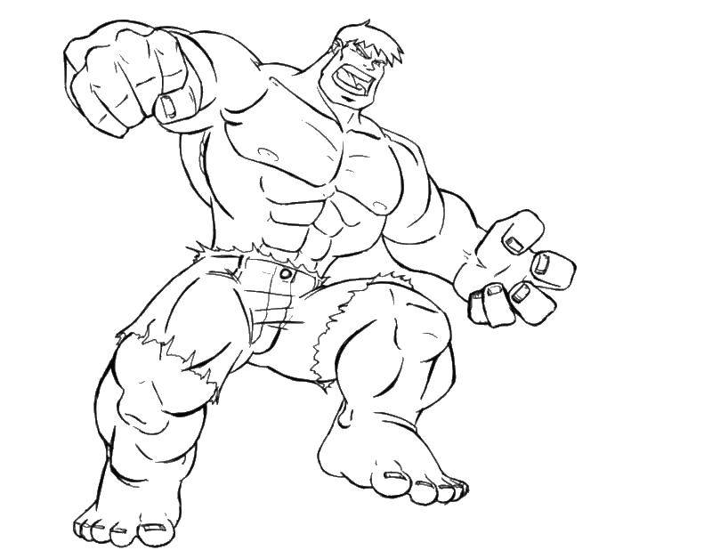 Coloring Hulk shorts. Category superheroes. Tags:  Hulk, muscles, shorts.
