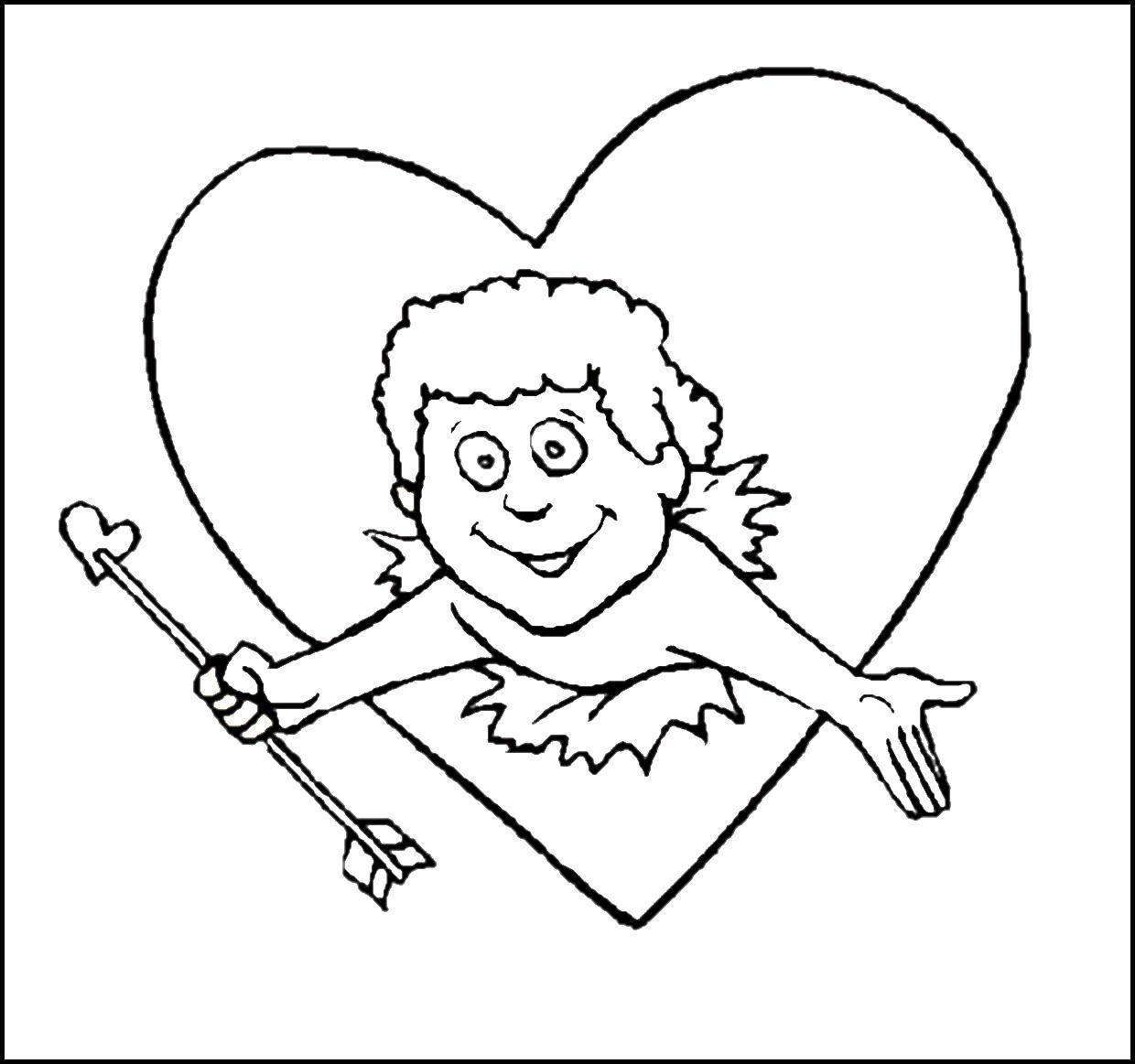 Coloring Cupid with a heart. Category Valentines day. Tags:  Valentines day, love, Cupid.