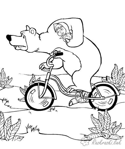 Coloring Masha and the bear on a Bicycle. Category Masha and the bear. Tags:  Masha, bear, Bicycle.