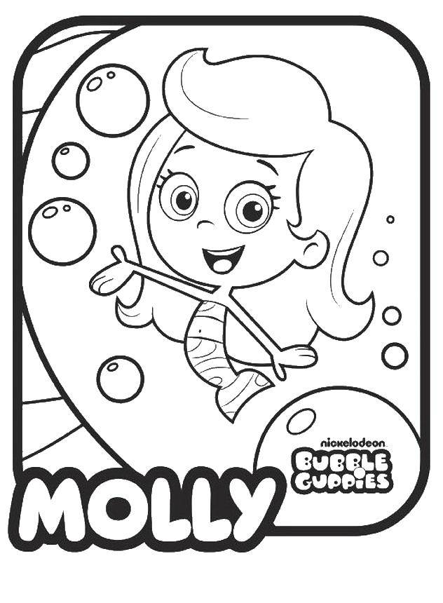 Coloring Molly. Category cartoons. Tags:  Molly, mermaid, bubbles.