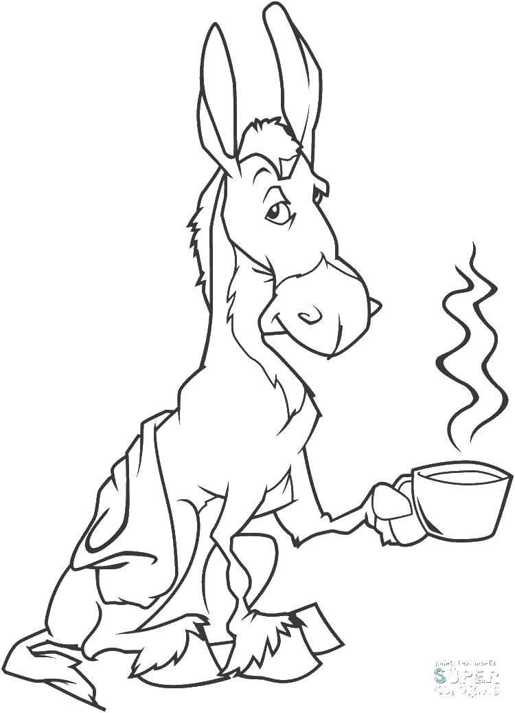 Coloring Donkey and coffee. Category Animals. Tags:  donkey , plaid, coffee.