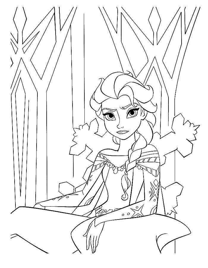 Coloring Princess Elsa. Category coloring pages for girls. Tags:  Princess Elsa, frozen, coloring.