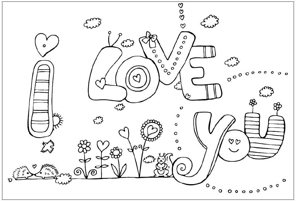 Coloring Declarations of love. Category Valentines day. Tags:  Valentines day, love.