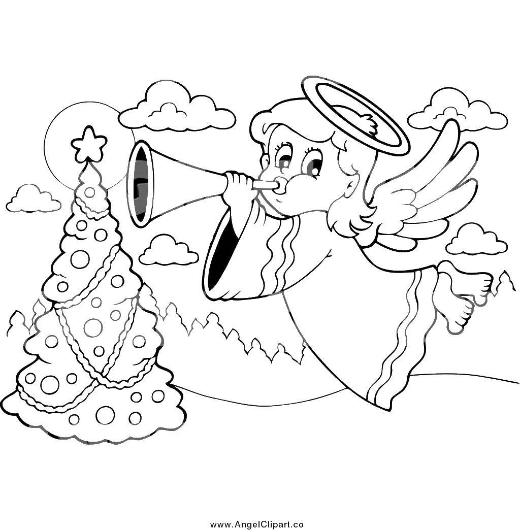 Coloring Christmas angel. Category The contours of the angel to clip. Tags:  Angel .