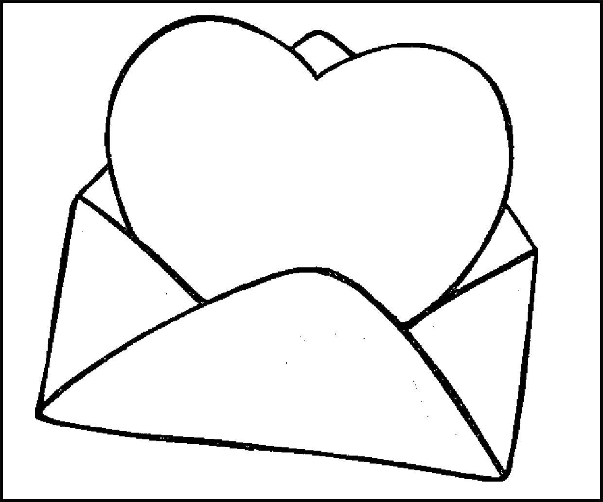 Название: Раскраска Сердечко в конверте. Категория: день святого валентина. Теги: День Святого Валентина, любовь, сердце.