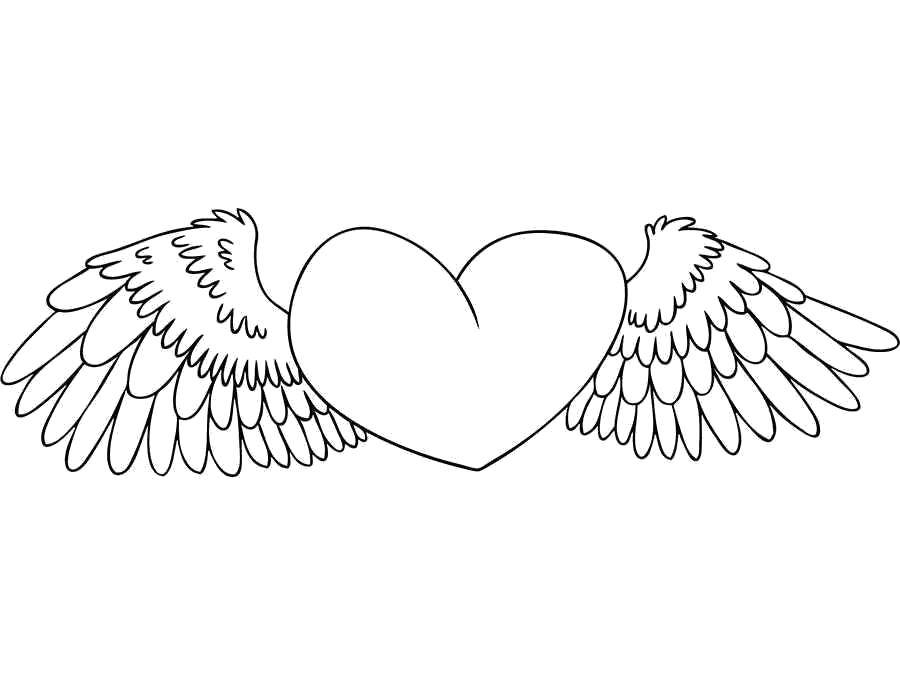 Название: Раскраска Сердце с крыльями. Категория: день святого валентина. Теги: День Святого Валентина, любовь, сердце.