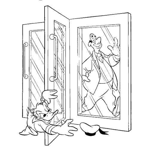 Coloring Scrooge and the man. Category cartoons. Tags:  doors, Scrooge, hat, male.