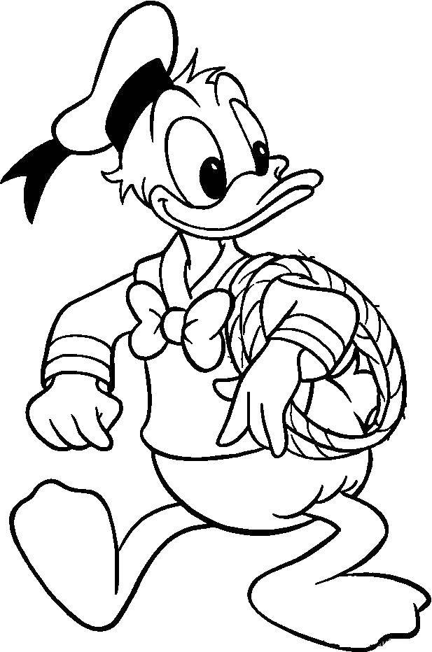 Coloring Scrooge and the rope. Category cartoons. Tags:  Scrooge, rope, hat, duck.