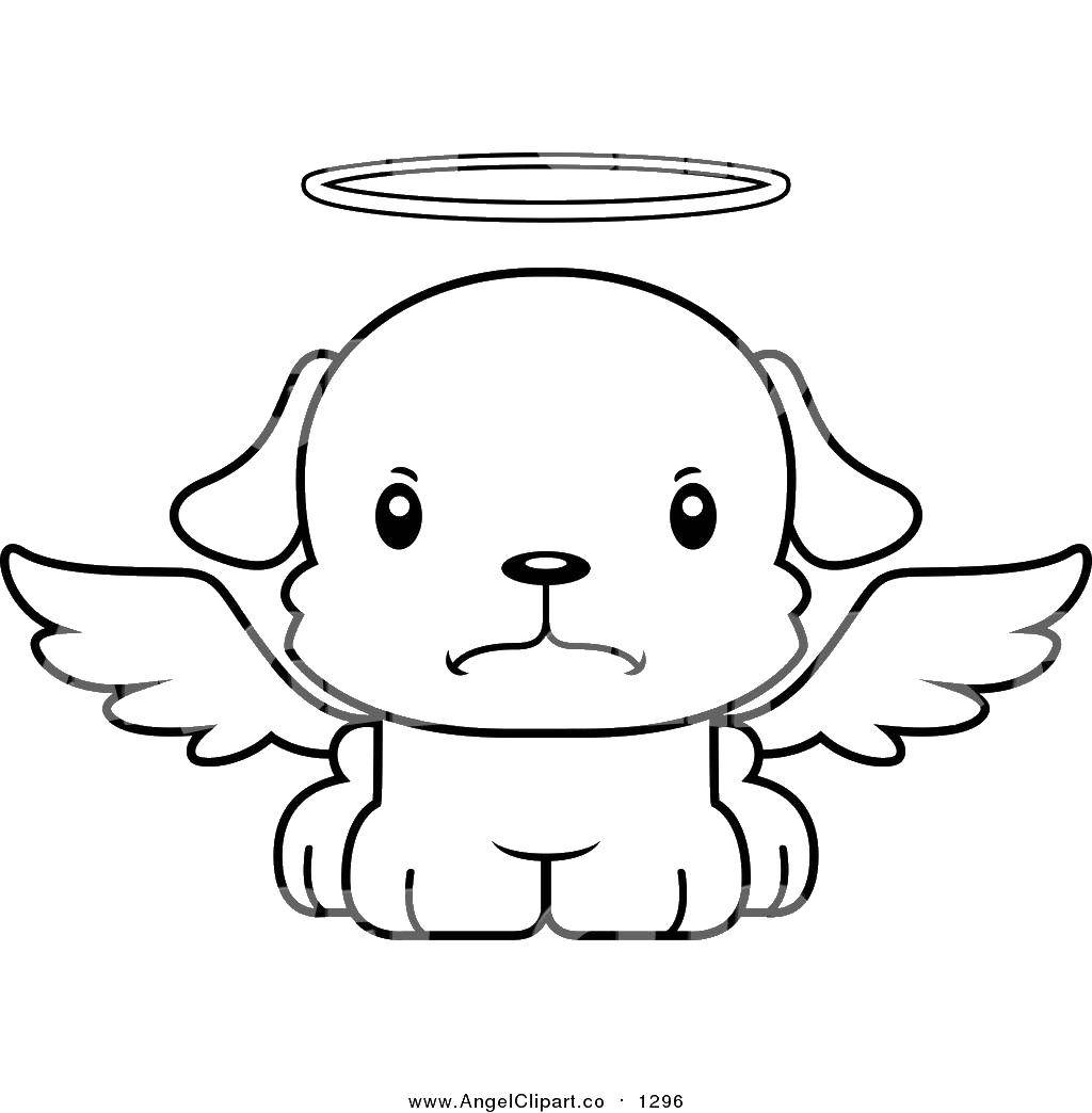 Coloring Dog angel. Category The contours of the angel to clip. Tags:  Angel .
