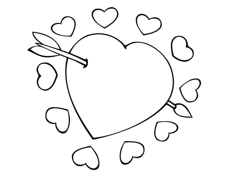 Название: Раскраска Стрела проткнула сердце. Категория: день святого валентина. Теги: День Святого Валентина, любовь, сердце.