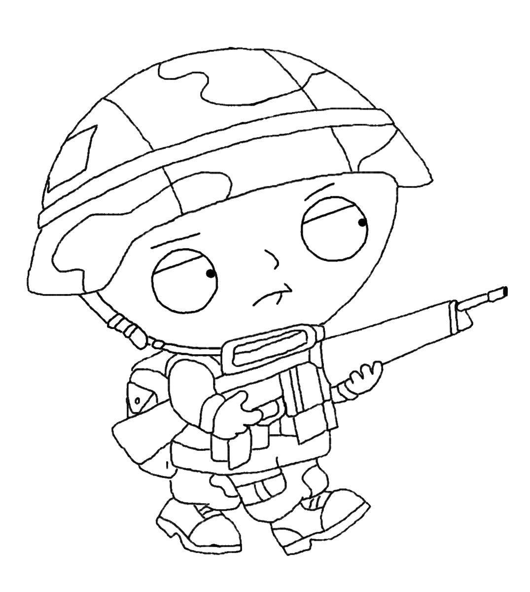 Coloring Stewie soldiers. Category Cartoon character. Tags:  Family guy cartoon.