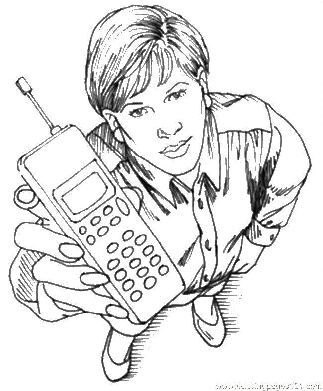 Название: Раскраска Телефон и женщина. Категория: раскраски. Теги: женщина, телефон, ногти.