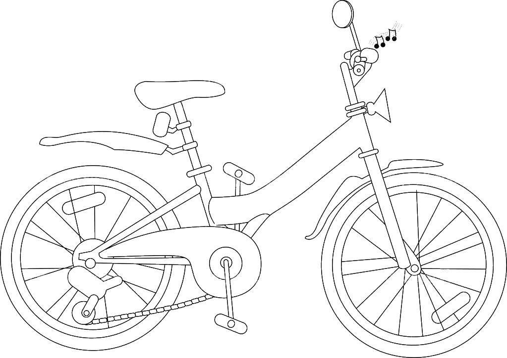 Название: Раскраска Велосипед с сигналкой. Категория: раскраски. Теги: велосипед, дети.
