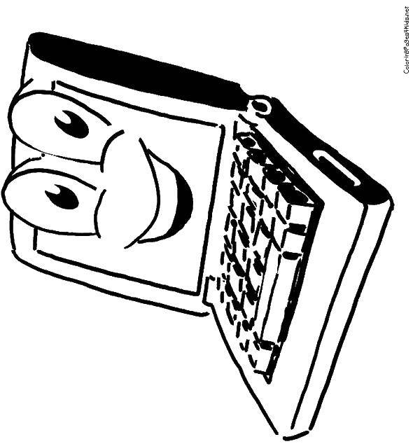 Название: Раскраска Весёлый ноутбук. Категория: раскраски. Теги: Техника.