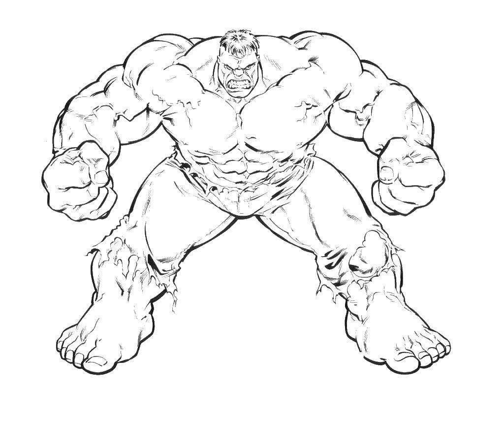 Coloring Angry Hulk. Category superheroes. Tags:  Hulk, muscles, pants.
