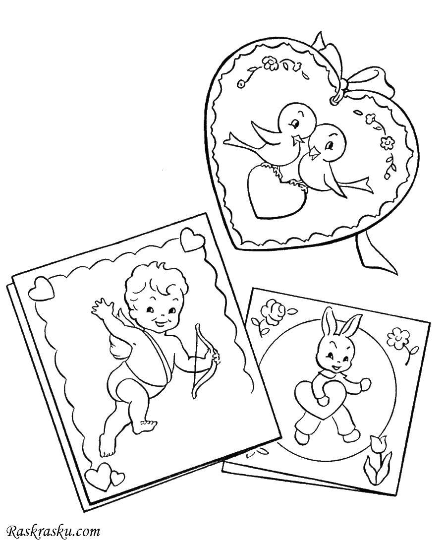 Coloring Angel, bird, Bunny. Category Valentines day. Tags:  angel , bird, Bunny, coloring.