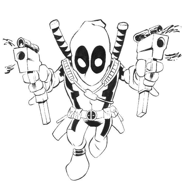 Coloring Deadpool is armed. Category deadpool. Tags:  deadpool, weapons.