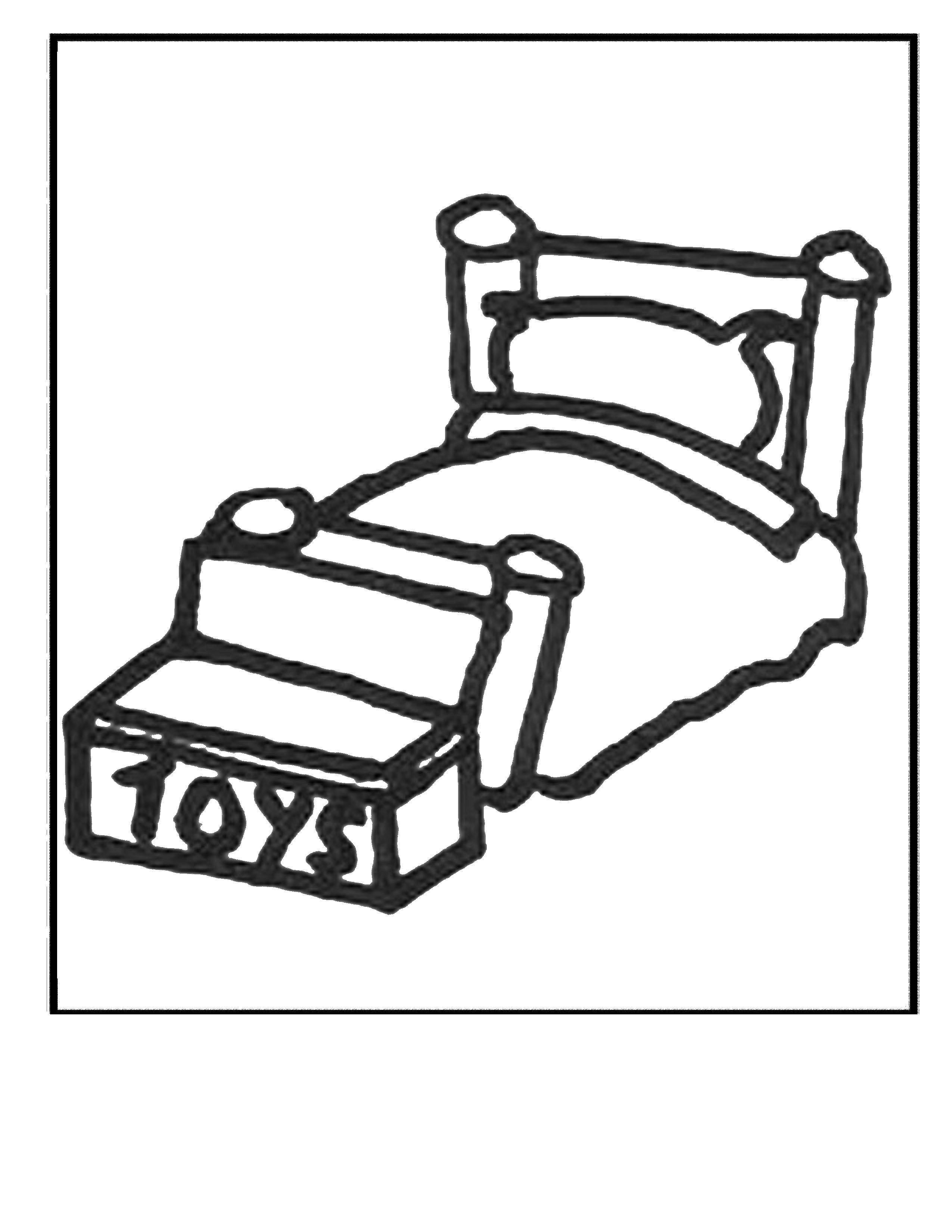 Название: Раскраска Детская кроватка с коробкой для игрушек. Категория: раскраски. Теги: коробка, кровать.