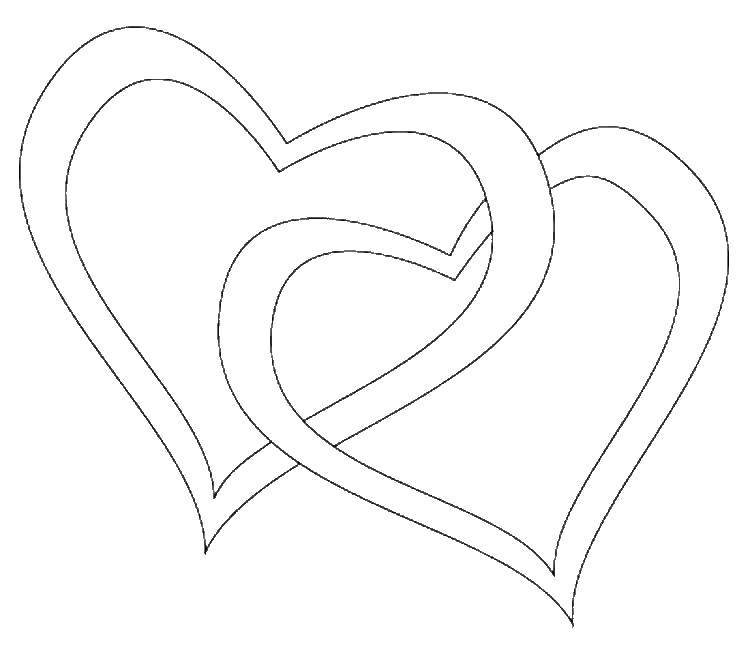Название: Раскраска Два сердечка. Категория: день святого валентина. Теги: День Святого Валентина, любовь, сердце.