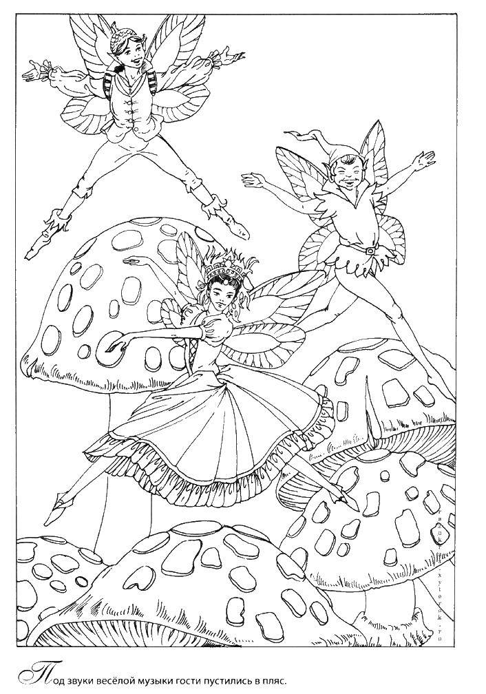 Coloring Fairies dance. Category fairies. Tags:  fairies dance.