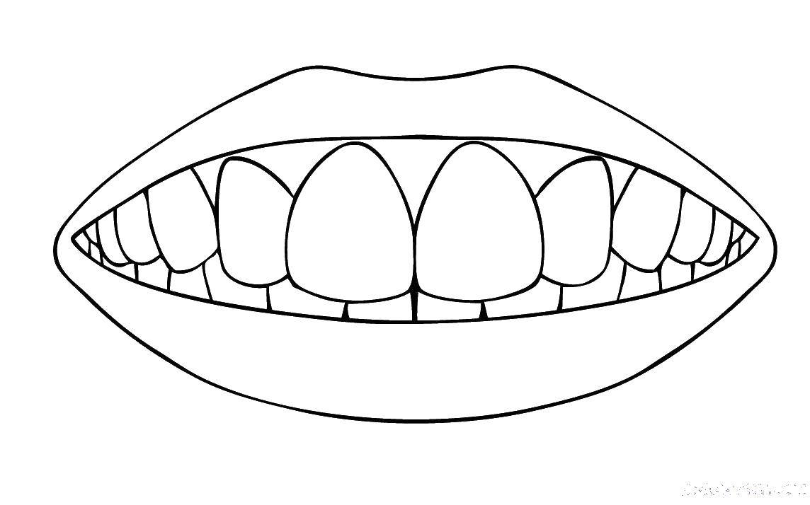 Название: Раскраска Губы и зубы. Категория: Уход за зубами. Теги: губы, зубы.