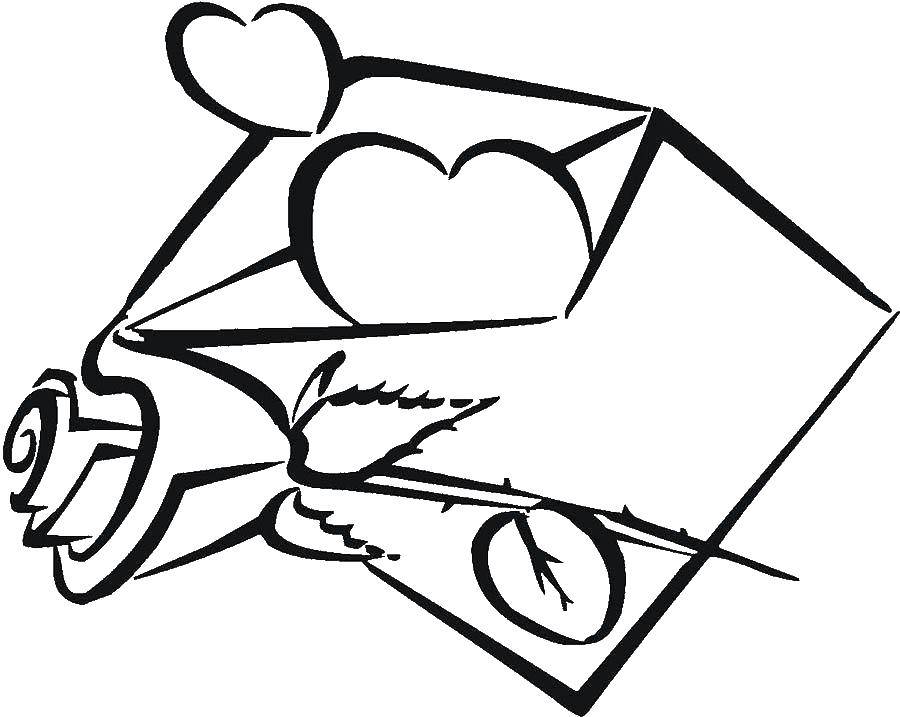 Coloring Envelope with a heart. Category Valentines day. Tags:  Valentines day, love.