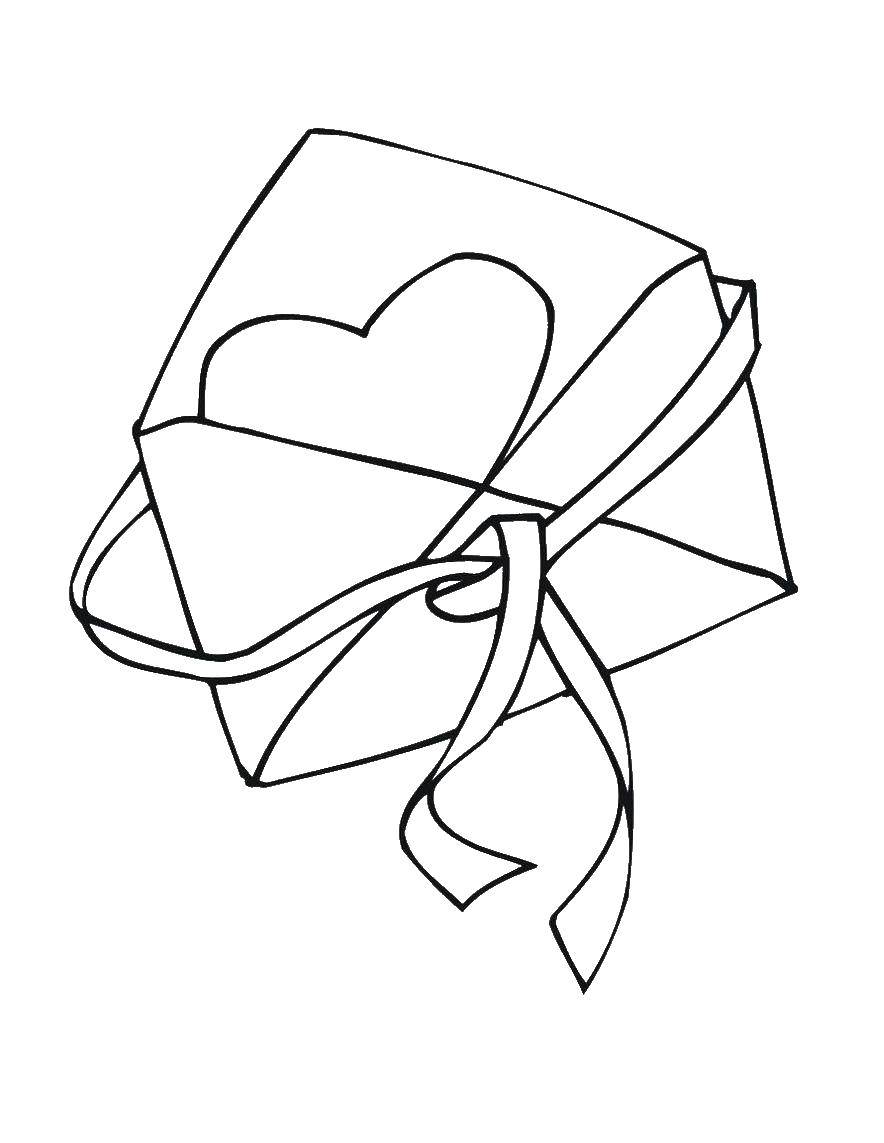 Coloring Envelope with a heart. Category Valentines day. Tags:  Valentines day, love, heart.