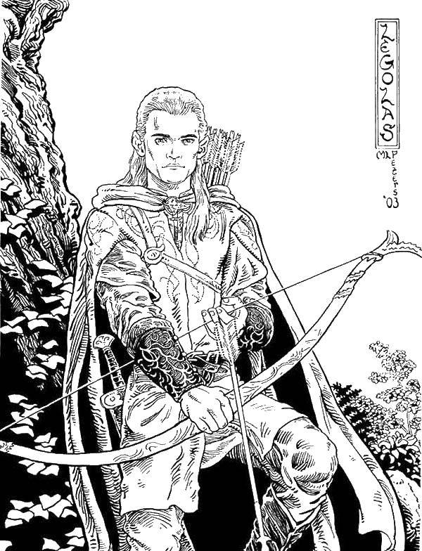 Coloring Legolas with a bow. Category Lord of the rings. Tags:  Legolas , bow, arrows.