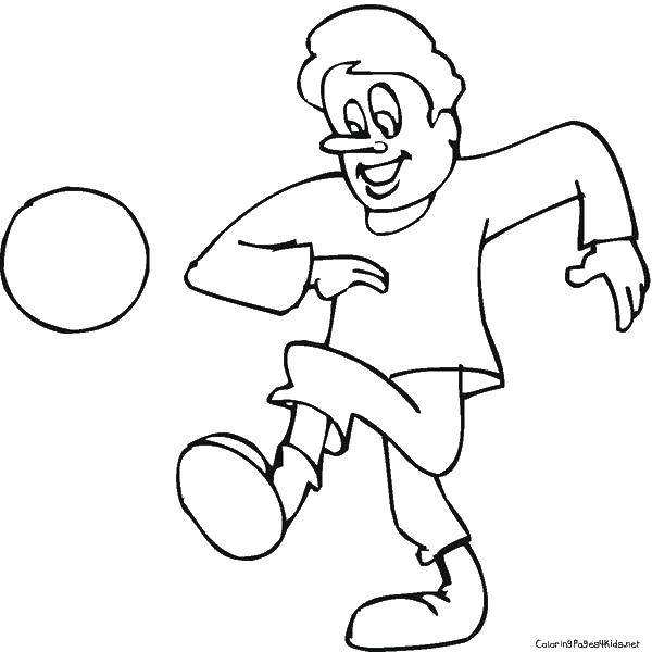 Название: Раскраска Мальчик пинает мяч. Категория: Футбол. Теги: мальчик, мяч.