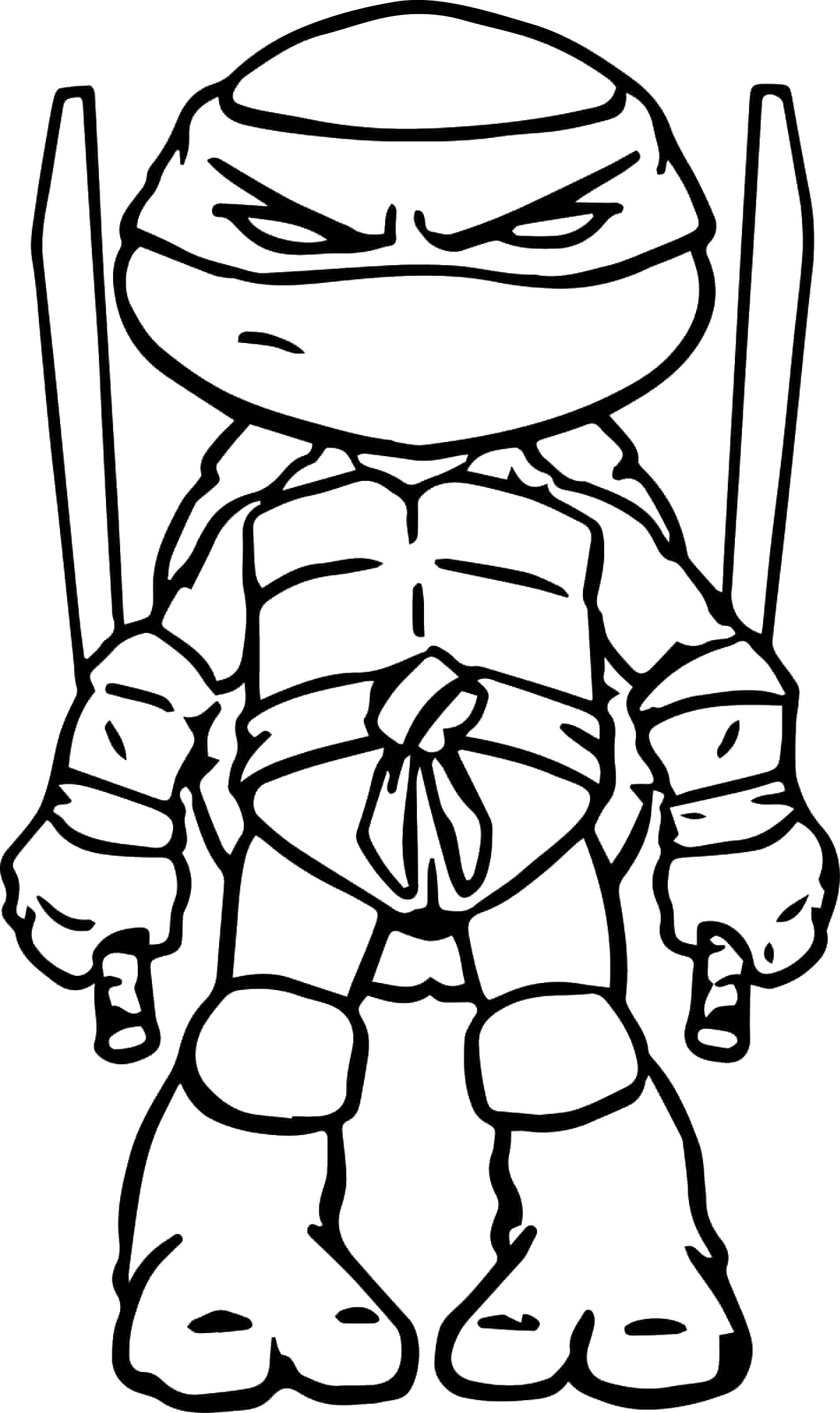 Coloring Little turtle ninja. Category ninja . Tags:  turtle, ninja, swords.