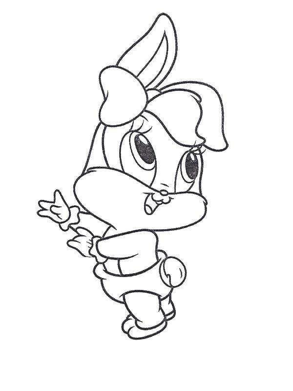 Название: Раскраска Маленькая крольчиха. Категория: кролик. Теги: крольчонок, бантик, ушки.