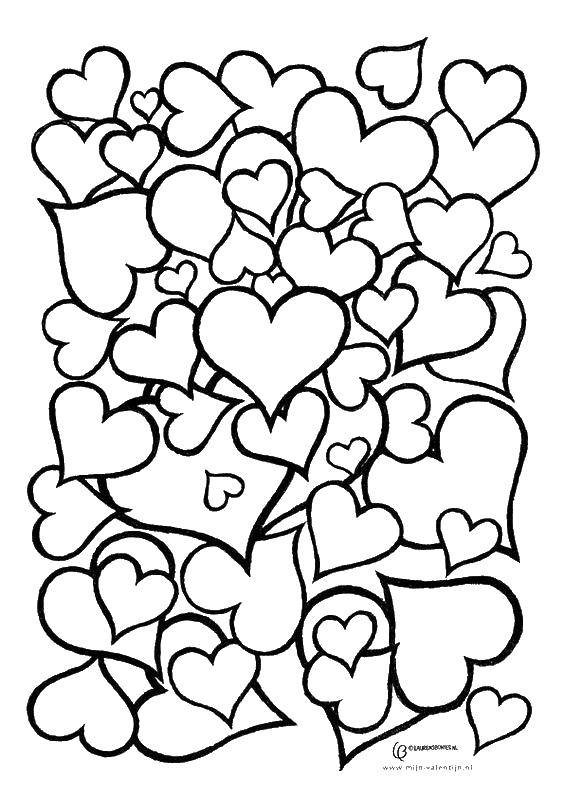 Coloring A lot of beautiful hearts. Category Valentines day. Tags:  Valentines day, love, heart.