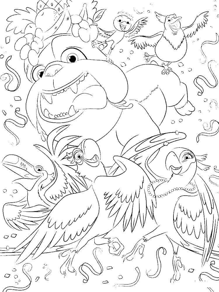 Название: Раскраска Персонажи мультика рио. Категория: рио. Теги: рио, голубой ара, попугай.