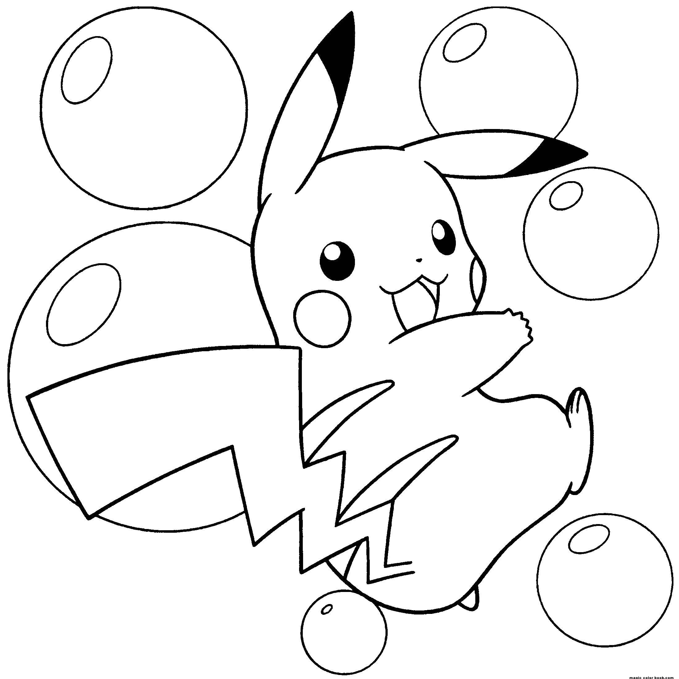 Coloring Pikachu and bubbles. Category Pokemon. Tags:  Pikachu, lightning, bubbles.