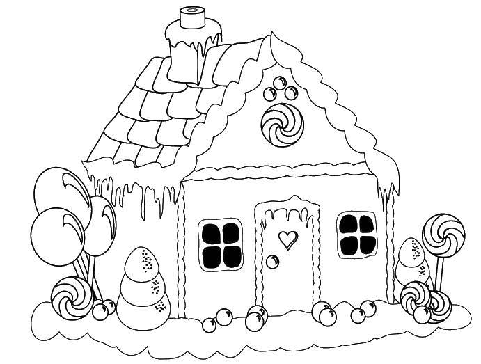 Coloring Gingerbread candy house. Category home. Tags:  gingerbread, candy, house.